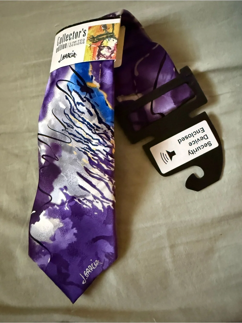 J. Garcia Purple Abstract Silk Neck Tie